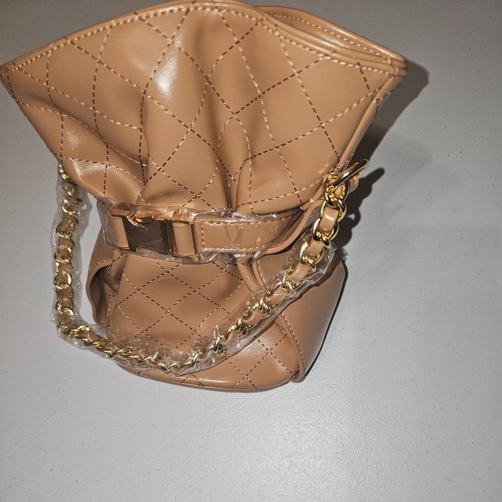 Tan Convertible Buckle Bag W/Dust Bag